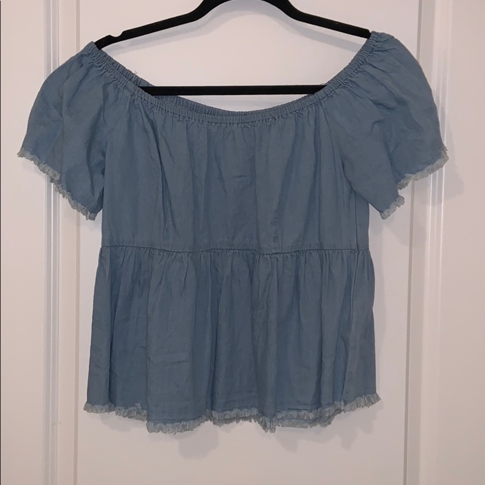 Chambray off the shoulder top